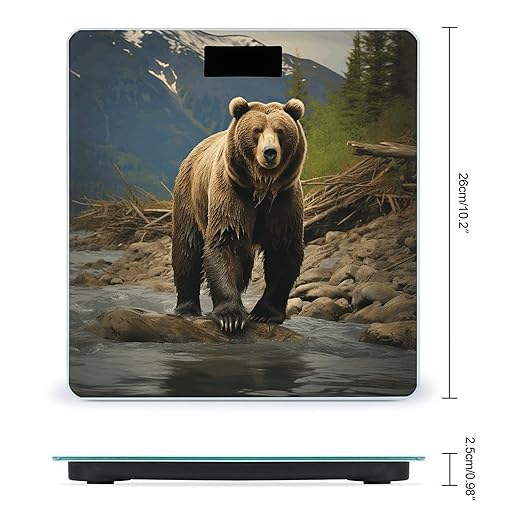 Brown Bear Scale for Body Weight Highly Accurate Digital Bathroom Scale Sturdy Tempered Glass Weighing Scales with LCD Display Fashion Body Fat Smart Scales 400lb