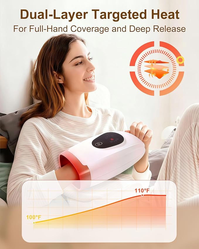 Hand Massager for Arthritis and Carpal Tunnel Relief Cordless Hand Massager with Heat and Compression 6 Modes 6 Intensities 3 Heat Levels Gifts for Women &amp Men Black