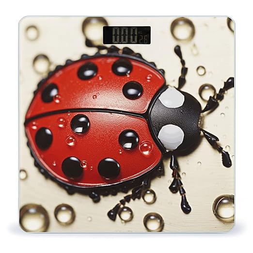 Beautiful Ladybug Bathroom Scale Rounded Smart Scale for Body Weight Automatic Power On/Off Weight Scales Accurate Bathroom Digital Scales for Pet Home Bedroom Kitchen