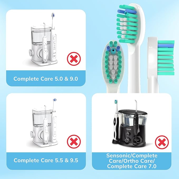 6 Pack Topkitfice Replacement Flossing Toothbrush Heads with Covers Compatible with waterpik Sonic Fusion SF01/SF02 and Sonic Fusion 2.0 SF03/SF04White