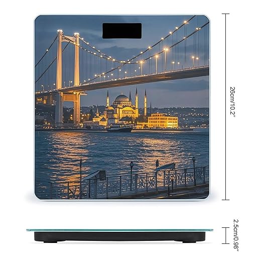 Strait Bridge Bathroom Scale for Body Weight Bathroom Weighing Scales with Back Lit LED Display Sturdy Tempered Glass Body Weight Bathroom Scale 400lb Weighing