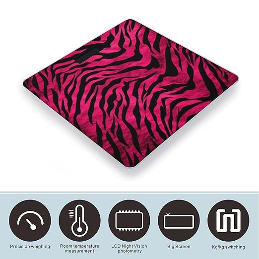 Zebra Tiger Leopard Pink Smart Scale for Body Weight Accurate Bathroom Scale with LED Display Digital Weight Scales Weighing Machine High Precision Scales for Bath Home