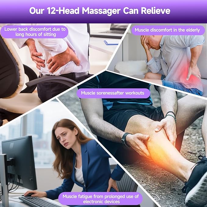 12 Head Massage Gun Massages Gun Deep Tissue With 3 Modes &amp 30 Levels Intensities Quiet Multi Head Massage Gun For Backs Shoulders Legs and Full Body Muscle Pain Relief Gifts for Men Women