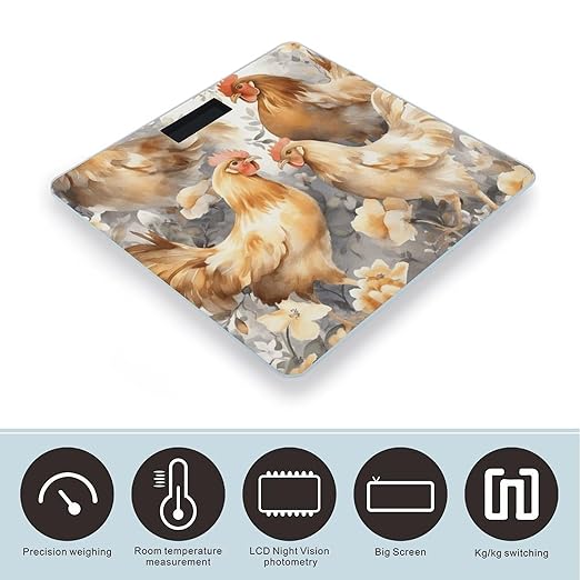 Chicken Duck Bathroom Scale Large LCD Backlight Display Digital Scale Rounded Corners Body Scales Automatic Power On/Off Bathroom Scales for Home Bedrooms