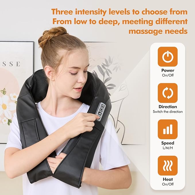 Neck and Shoulder Massager for Shoulder Massage and Neck Massage Shiatsu Neck Massager with Heat Shiatsu Back Massager for Office &amp Home Use Birthday Gifts for Him Her (Parents/Friends)