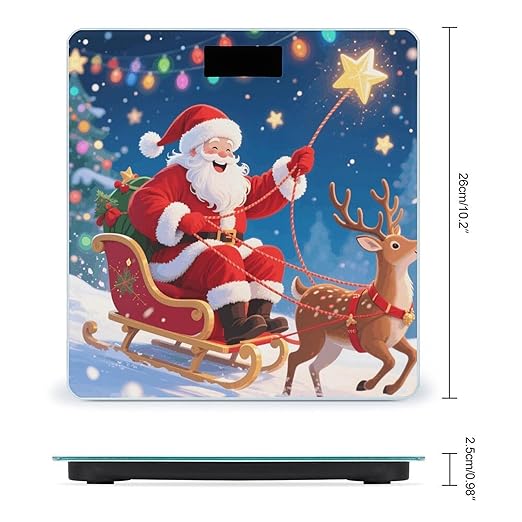 Digital Bathroom Scale for Body Weight Scale with Bright LCD Display High Accuracy Step-On Technology Auto On/Off Christmas Santa Claus Digital Scales 400 Lbs /180kg