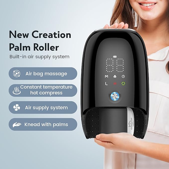 Hand Massager with Kneading Rollers6 Modes and 2 Heating Options for Hot and Cold Therapy Hand and Wrist Massager for Arthritis Carpal Tunnel ReliefCordless Hand Massager with Heat and Compression