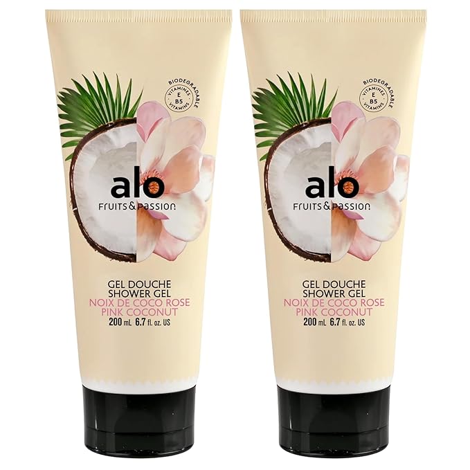 ALO FRUITS &amp PASSION Pink Coconut Shower Gel 6.7 fl oz - 2 Pack Made in Canada
