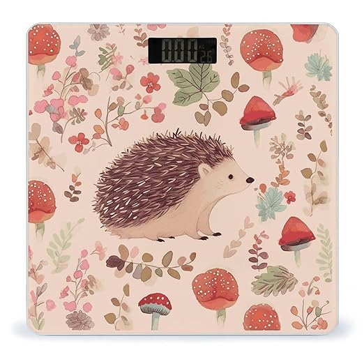 Lovely Hedgehog Scale with LCD Precision Weighing Scales Sturdy Tempered Glass Weight Scales Easy-to-Read Anti-Slip Weight Digital Bathroom Scale for Daily