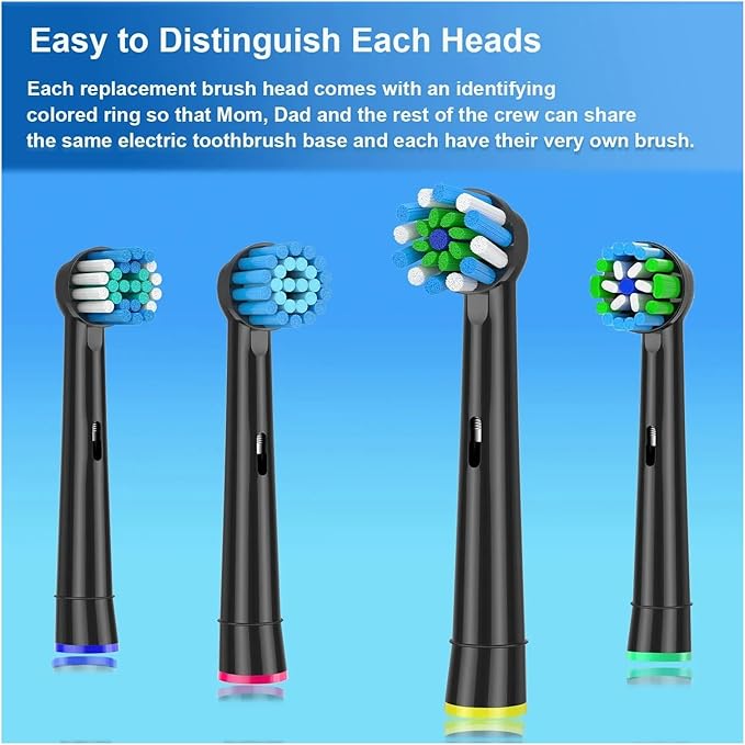 16Pack Replacement Brush HeadsCompatible for Oral BElectric Toothbrushes Floss Cross Action 3D Pro White Precision Standard Daily Clean(16Pack-Black)