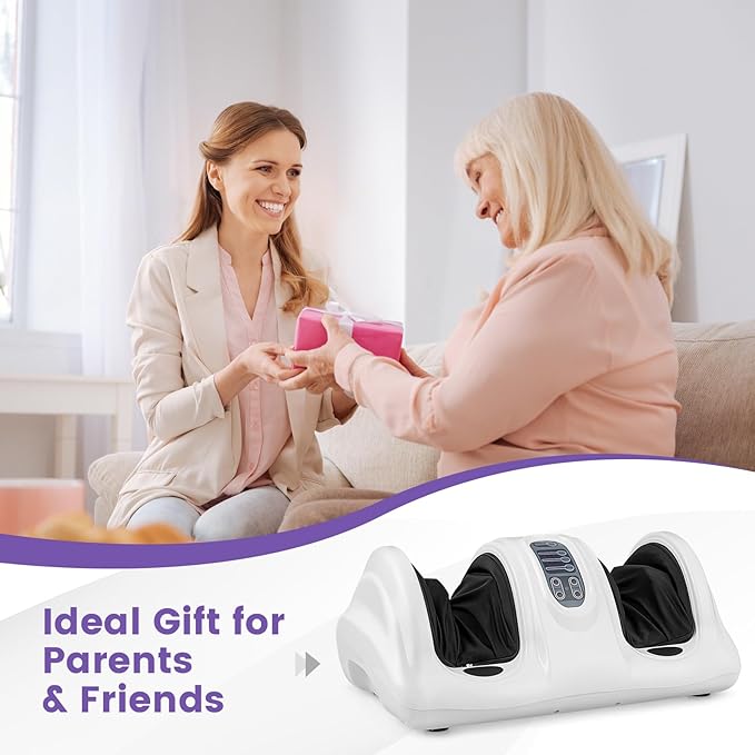 KOTEK Foot Massager Machine Shiatsu Foot and Calf Massager with 3 Massage Modes Remote Control Electric Deep Kneading Rolling Scraping Massage for Leg/Arm/Ankle Increase Blood Circulation (White)