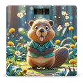 Cartoon Animated Beaver Bathroom Scale for Body Weight Bathroom Weighing Scales with Back Lit LED Display Sturdy Tempered Glass Body Weight Bathroom Scale 400lb Weighing