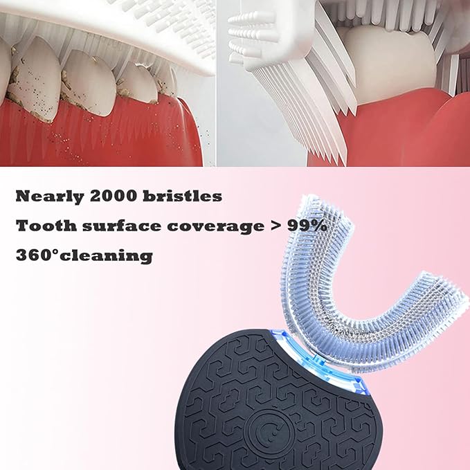 Automatic ToothbrushSonic Glow Toothbrush Teeth Whitening KitSonic BrushEquipped with Two Replacement Brush Heads (Black)