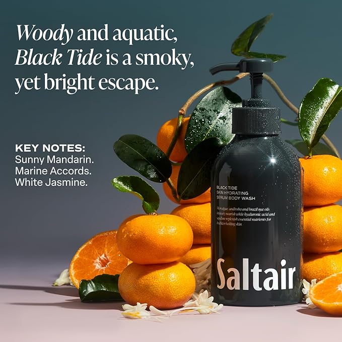 Saltair Luxury Skin Care Bundle – Black Tide Body Wash 2-Pack &amp Santal Bloom Multi-Lipid Body Butter 10oz | Moisturizing Shower Gel &amp Deep Hydrating Body Cream