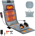 Full Body Massage Mat with Heat 12 Vibration Nodes Massage Chair Pad with 3 Heating Levels Multifunctional Full Body Flannel Seat Back Massager with Head Neck Foot Massage Pillow for Home Office