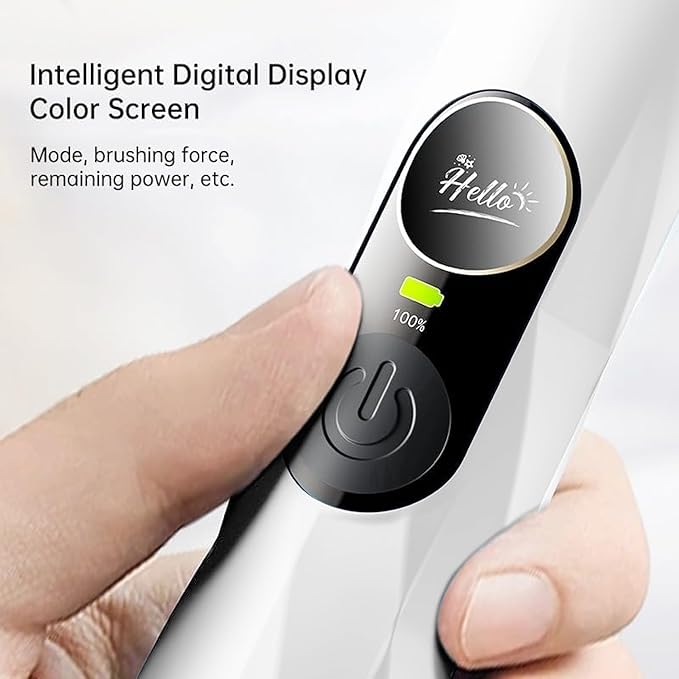 V3 Sonic Electric Toothbrush for Adults - Dual Display 5 Cleaning Modes Up to 200 Days Battery on a Single Charge 4 Brush Heads &amp IPX7 Waterproof Design Black