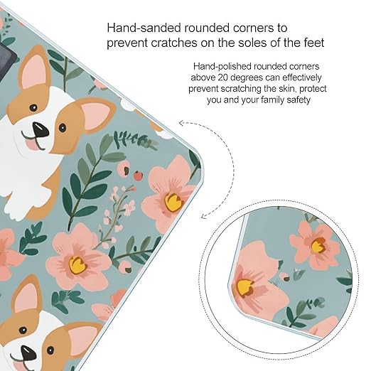 Corgi Floral Flowers Spring Garden Scale for Body Weight Sturdy Tempered Glass Weighing Scales with LCD Display Accurate Digital Bathroom Scale Convenient Body Fat Smart Scales Easy Read