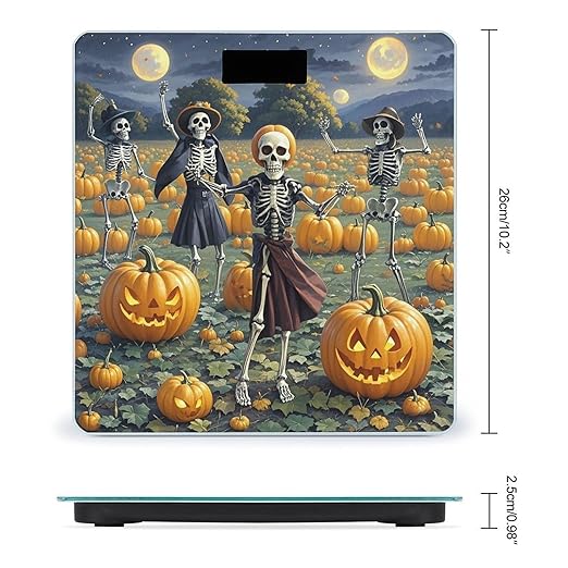 Skeleton Ball Pumpkin Field Scale for Body Weight Highly Accurate Digital Bathroom Body Scale Digital Bathroom Scales for People Anti-Slip Large LCD Display Smart Scales