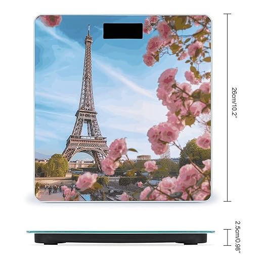 Paris Eiffel Tower with Flowers Bathroom Scale for Body Weight 400 Lb Weight Scale with High Precision Sensors Tempered Glass Highly Accurate Digital Weighing Machine for People
