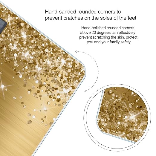 Digital Scales for Body Weight Highly Accurate 400 LB Capacity Auto On and Off Scale Glittery Gold Foil