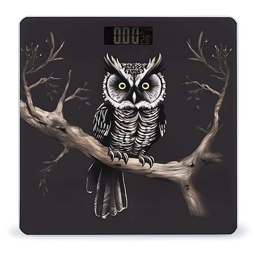 Late Night OwlScale for Body Weight with LCD High Precision Weighing Scales Fashion Sturdy Tempered Glass Weight Scales Easy-to-Read Digital Bathroom Scale for Daily 400lb