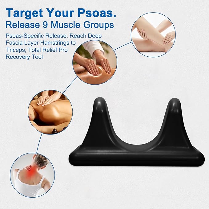 Psoas Release Tool &amp Hip Flexor Stretcher – Deep Tissue Hip Hook for Tight HIPS Back &amp Quad Relief – Muscle Recovery for Athletes Office Workers &amp Fitness Enthusiasts (Black)