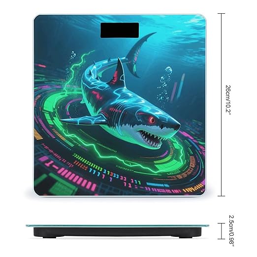 Shark Weight Scale Cute Bathroom Scale for Body Highly Accurate Digital Weighing Machine for People Compact LCD Display Scales with Sturdy Toughened Glass Scales