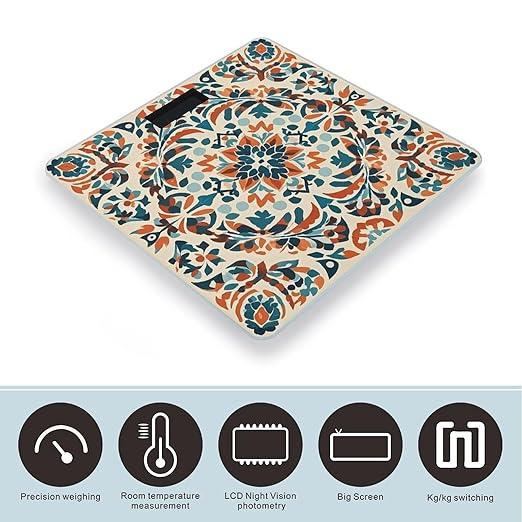 Folk Style Pattern Scale for Body Weight Smart Scales Digital Bathroom Scale High Precision Weighing Scales with Large Display Weighing Machine for People