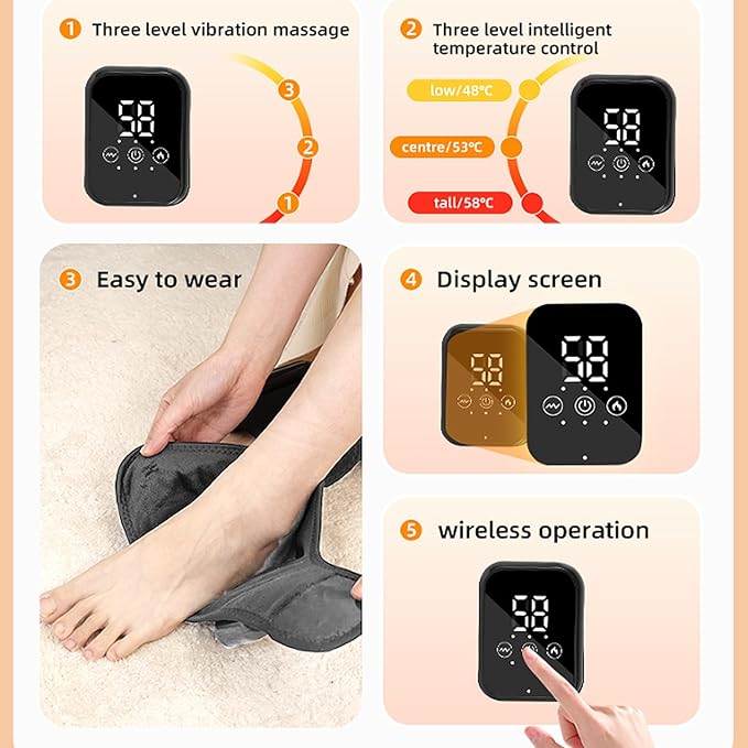 Naxir Foot Revive Massager Portable Triple Method Ankle Wrap with 3 Vibration Modes 1PC