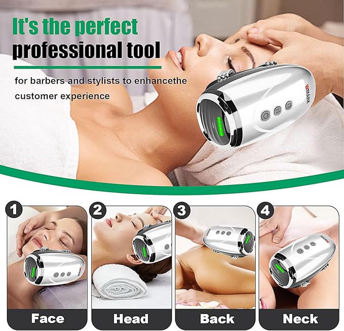 WMARK Barber Massager/Cordless HandheldMassager Charge Neck/Legs/Hand/FaceMassager 2 Massage Nodes 2600AMHSilver
