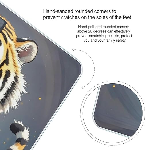 Tiger Head with Raised Paws Bathroom Scale for Body Weight Bathroom Weighing Scales with Back Lit LED Display Sturdy Tempered Glass Body Weight Bathroom Scale 400lb Weighing