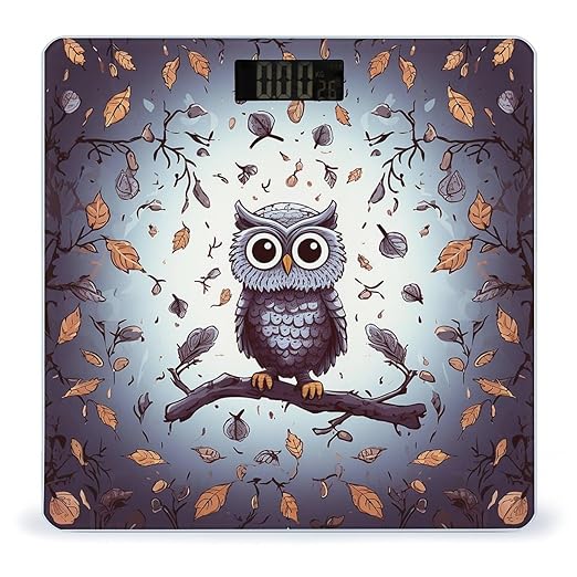 Digital Bathroom Scale for Body Weight Scale with Bright LCD Display High Accuracy Step-On Technology Auto On/Off Owl Tree Branches Digital Scales 400 Lbs /180kg