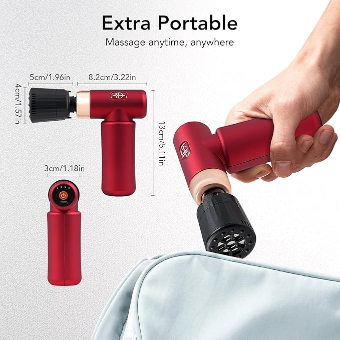 Deep Tissue Massage Gun Back Massage Gun for Pain Relief Replacement Heads for Moxibustion to Relieve Body Fatigue Red