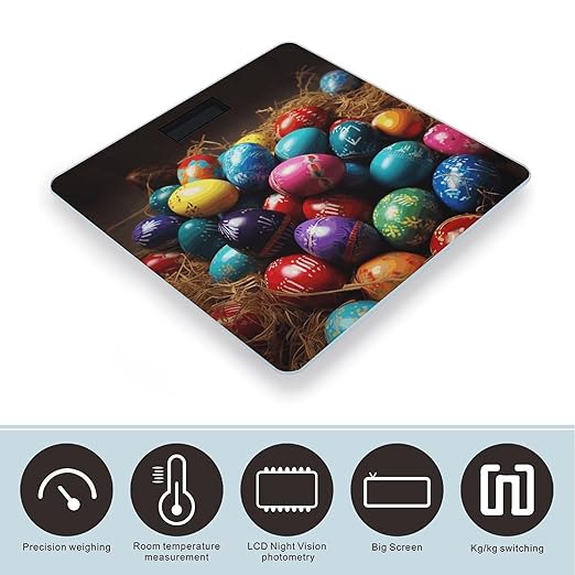 Colorful Easter Eggs Scale for Body Weight Smart Scales Digital Bathroom Scale High Precision Weighing Scales with Large Display Weighing Machine for People
