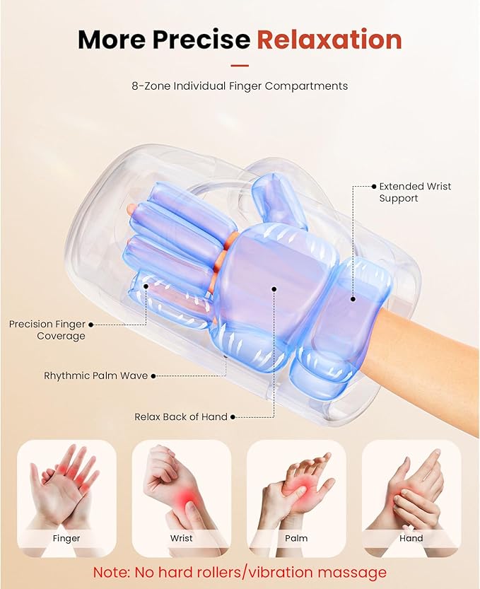BOB AND BRAD Hand Massager with Heat and Compression Individual Fingers FSA-HSA Eligible Cordless Portable HandSpa Pro Hand Massager for Arthritis and Carpal Tunnel Pain Relief 5 Intensities