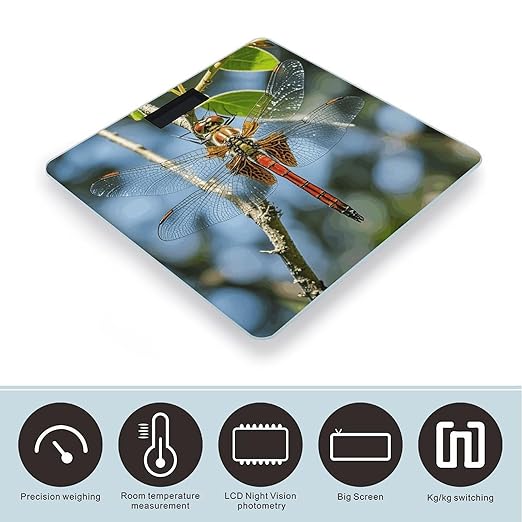 Dragonfly is Red Scale for Body Weight Digital Bathroom Scale Accurate Smart Weight Scales with Large Display Weighing Machine High Precision Scales