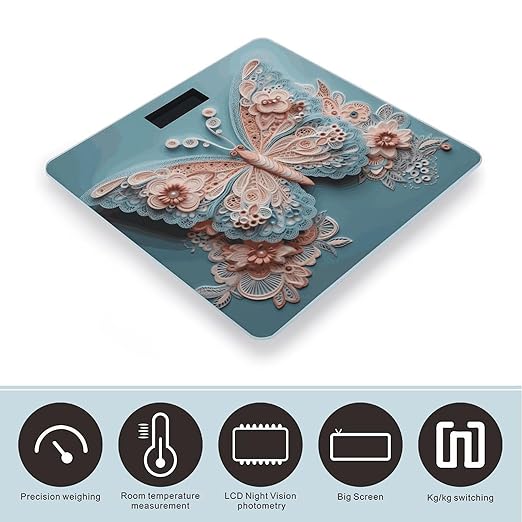 Lace Butterfly Smart Scale for Body Weight Accurate Bathroom Scale with LED Display Digital Weight Scales Weighing Machine High Precision Scales for Bath Home