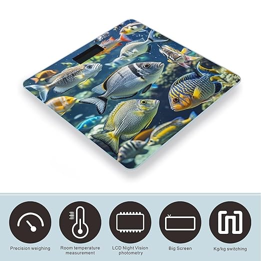Different Fish Scale for Body Weight Accurate Digital Bathroom Scale Toughened Glass High Precision Scales Smart Weight Scales with Large LCD Backlight Display Weighing Machine