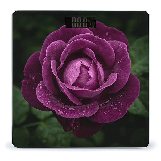 Deep Purple Rose Weight ScaleClear LED Display Bathroom Digital Weighing ScaleTempered Glass Digital Bathroom Scale for Body Weight Capacity Up to 400 Lbs