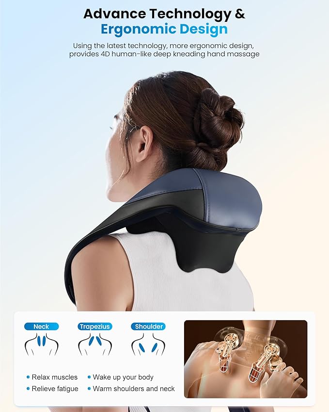 COMFIER FSA Eligible HSA Shiatsu Neck Massager with Heat Cordless Neck and Shoulder Massager for Pain Relief Deep Tissue Graphene Heating 4D Kneading Massage Pillow