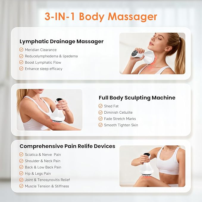 Body Sculpting Machine Lymphatic Drainage Massager &amp Anti Cellulite Massage Tool Helps Reduce Stretch Marks &amp Cellulite Targeted Relief for Sciatica Nerve Hip Joint &amp Muscle and Lowe