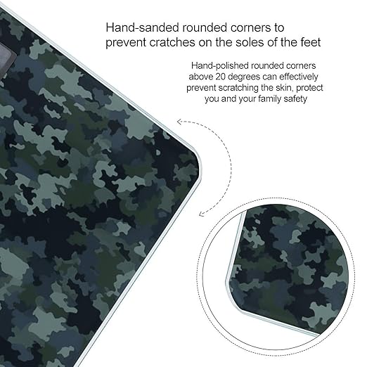 Camo Pattern Scale for Body Weight Accurate Digital Bathroom Scale Toughened Glass High Precision Scales Smart Weight Scales with Large LCD Backlight Display Weighing Machine