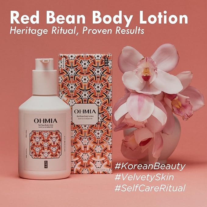 Korean Red Bean Body Lotion &amp Body wash - 24hr Hydrating Smoothing &amp Texture Care for Sensitive Skin - Peptides &amp Hyaluronic Acid - Vegan &amp Cruelty-Free - 8.45 fl oz