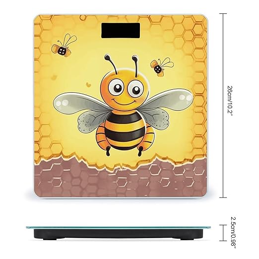 Bee on The Square Scale for Body Weight Accurate Digital Bathroom Scale Toughened Glass High Precision Scales Smart Weight Scales with Large LCD Backlight Display Weighing Machine