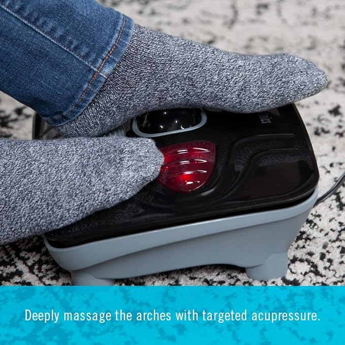 HoMedics Vibration Foot Massager – Heated Portable Foot Massager Machine Soothing Heat with Multi-Point Sensations and Toe-Touch Control