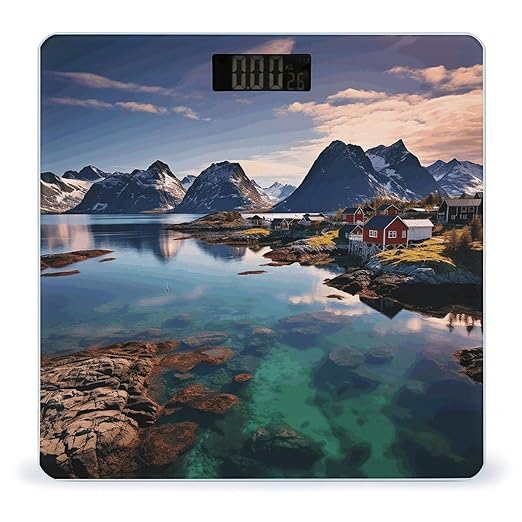 Norway Islands Weight ScaleClear LED Display Bathroom Digital Weighing ScaleTempered Glass Digital Bathroom Scale for Body Weight Capacity Up to 400 Lbs