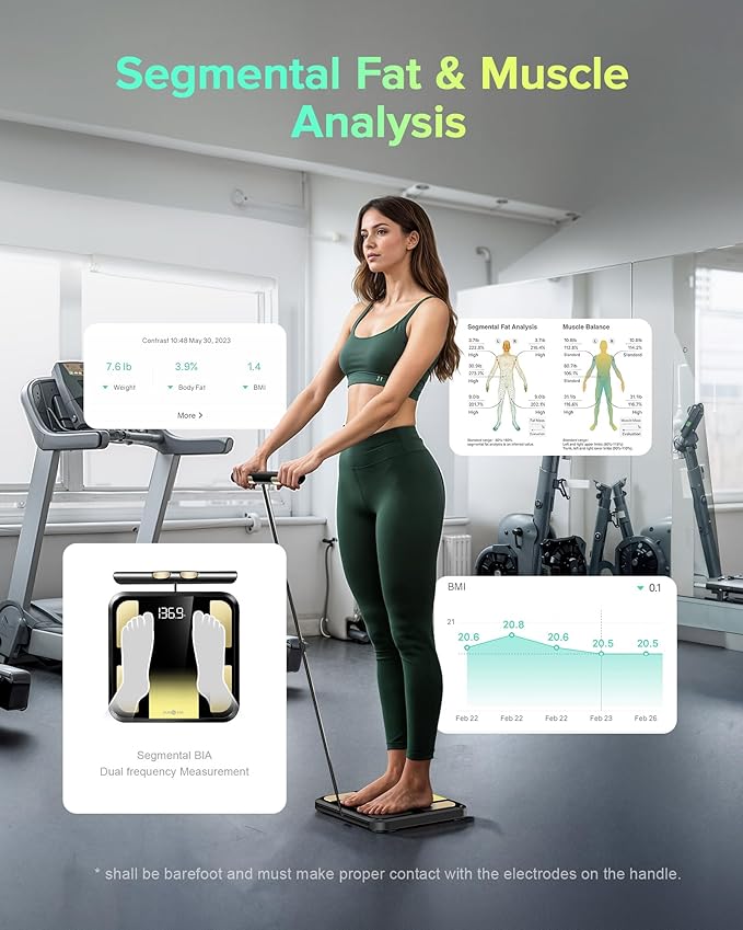 RunStar Smart Scale for Body Weight Full-Body Bathroom Scale with 8 Electrodes for BMI Muscle Mass 3-Metric Display High-Accuracy Body Composition Monitor with 28 Metrics &amp App Connectivity