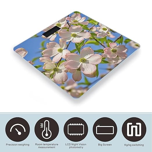Spring Dogwood Blossoms Weight Scale Highly Accurate Digital Weighing Scale with Large LCD Display Smart Bathroom Scales for Home Bedrooms and Gift Giving
