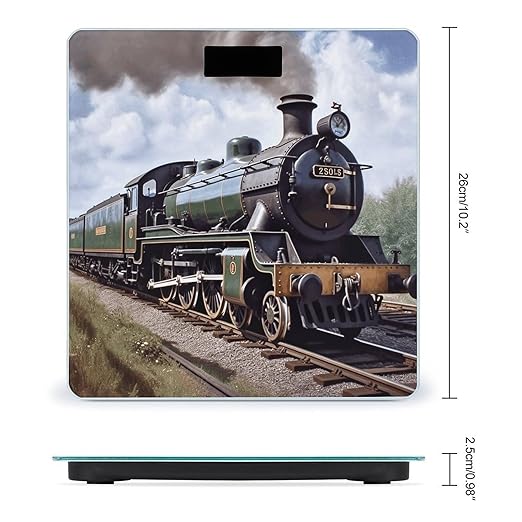 Steam Locomotive Train Bathroom Scale Rounded Smart Scale for Body Weight Automatic Power On/Off Weight Scales Accurate Bathroom Digital Scales for Pet Home Bedroom Kitchen
