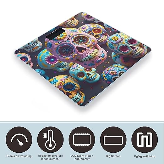 Sugar Skull Scale for Body Weight Smart Scales Digital Bathroom Scale High Precision Weighing Scales with Large Display Weighing Machine for People
